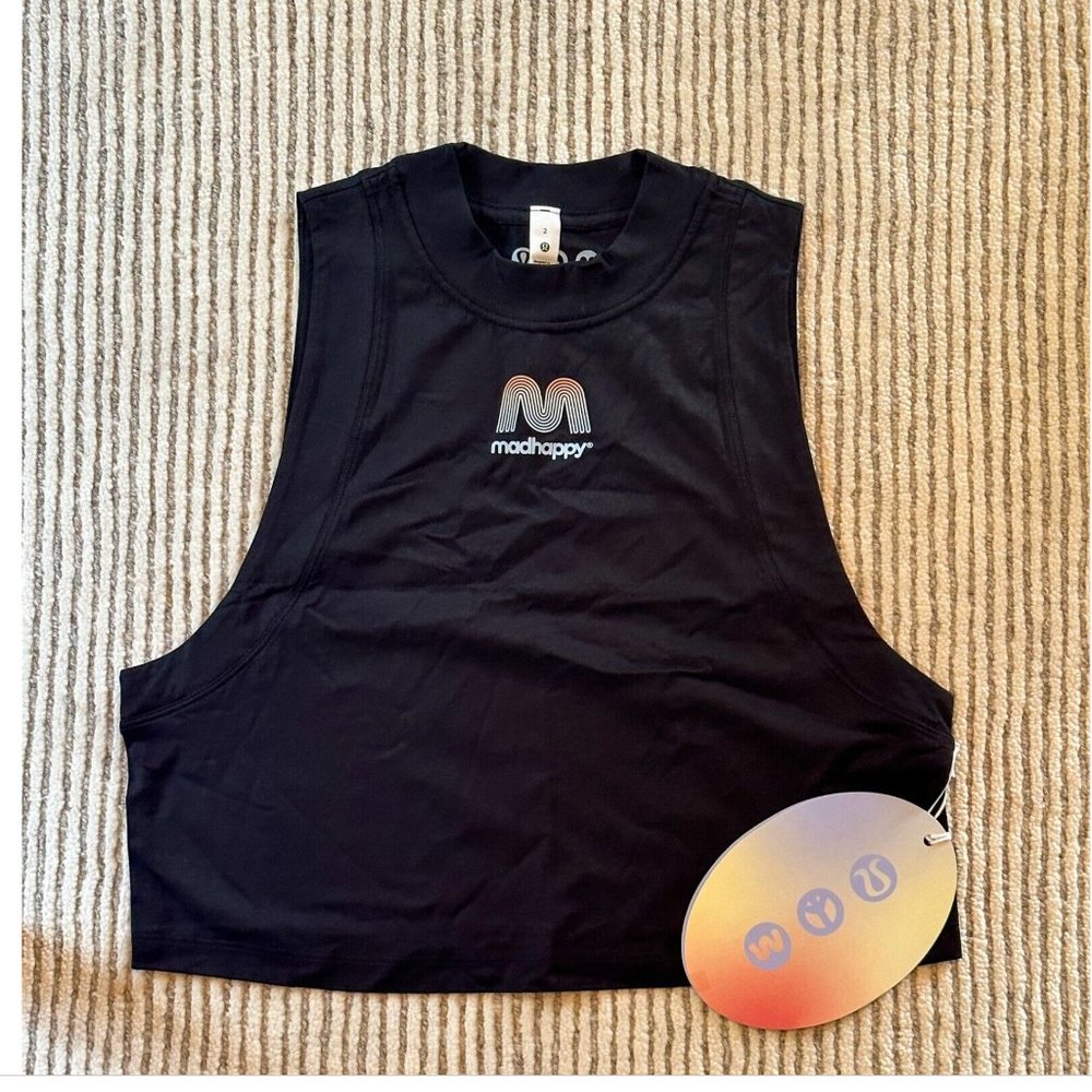 Lululemon x Madhappy All Yours Crop Tank Top Black Size 2 NWT Limited Edition